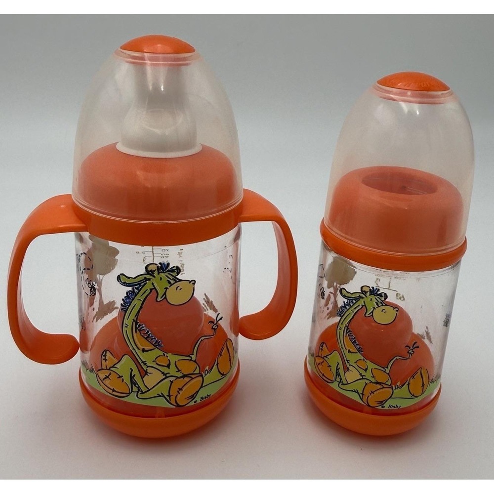 Lot 2 Nuby Vintage 2oz Cereal Bottle Baby Food Feeder Nurser Latex Nipple